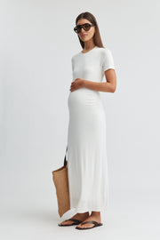 Maternity Rib Maxi Dress (Ivory) 1