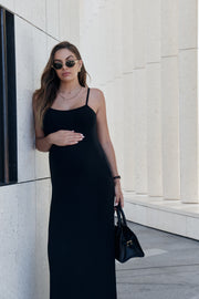 Maternity Rib Midi Dress (Black) 1