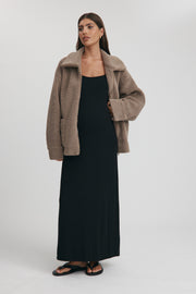 Maternity Rib Midi Dress (Black) 11