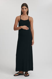 Maternity Rib Midi Dress (Black) 4