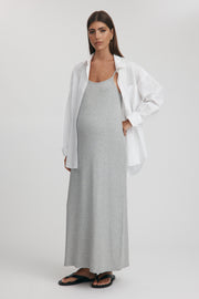 Maternity Rib Midi Dress (Grey Marle) 4