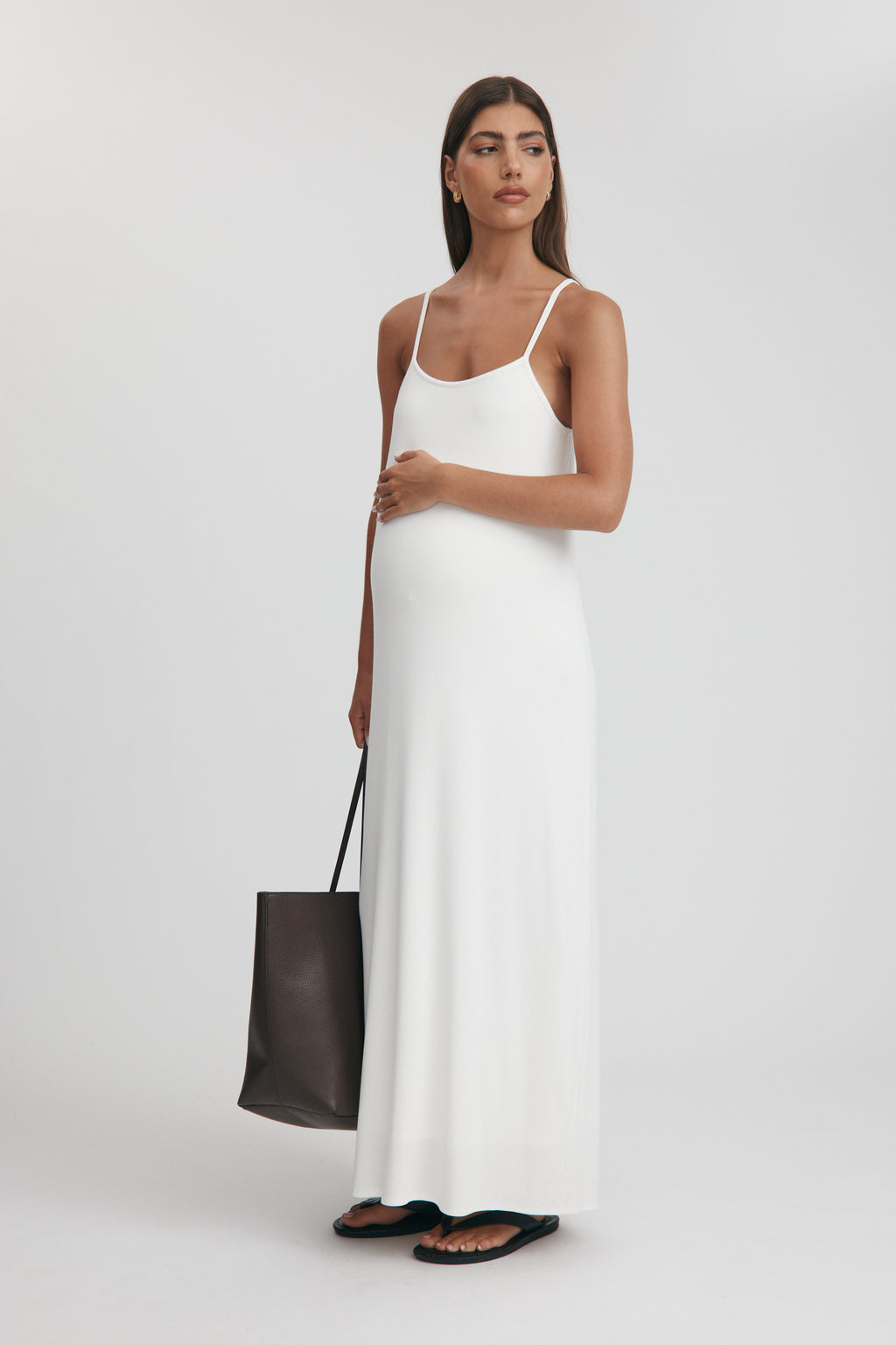 ivory maternity maxi dress Légoe Heritage Transit Rib Dress - Ivory