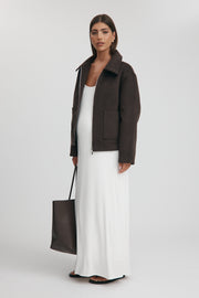 Maternity Rib Midi Dress (Ivory) 12