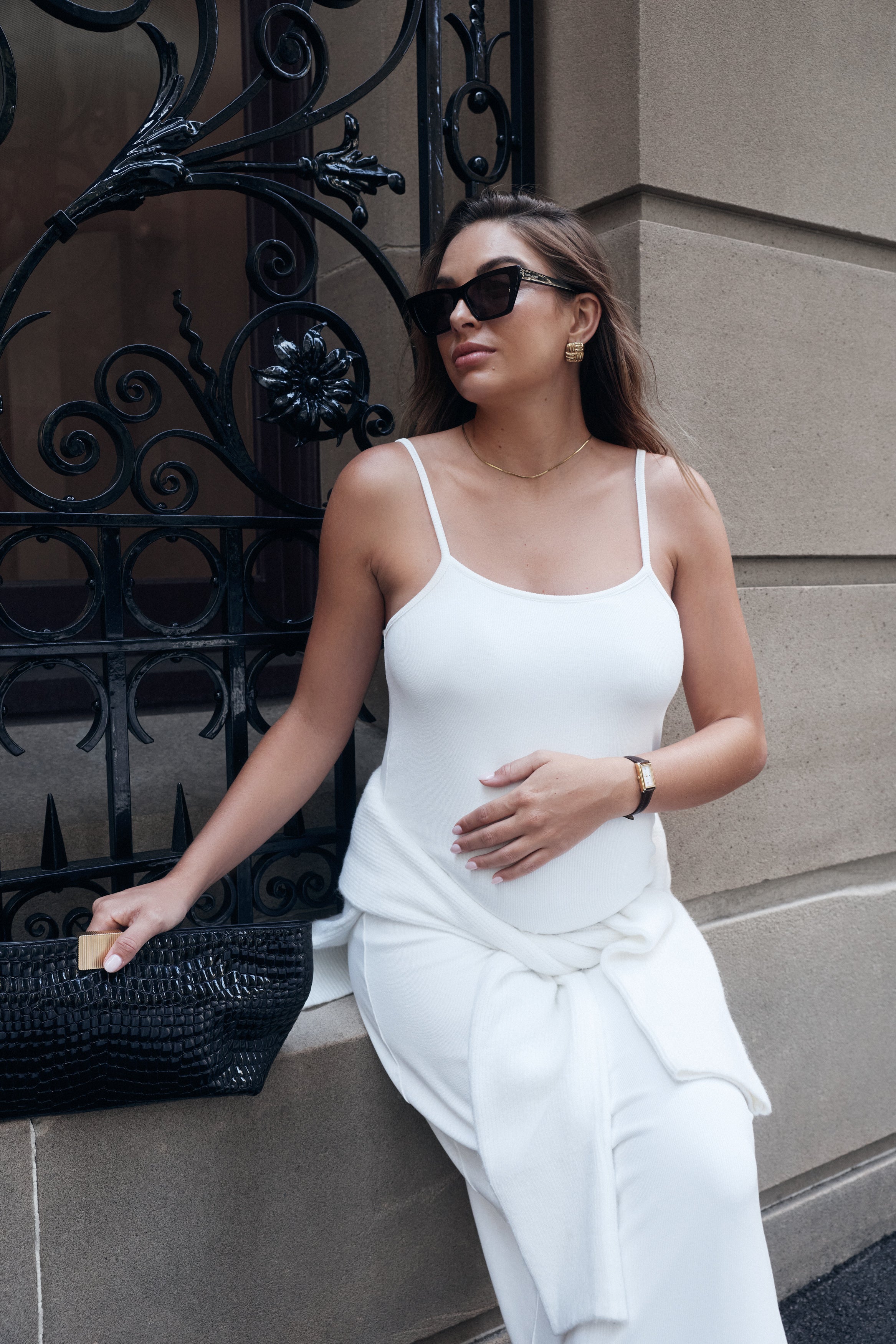 slim fit dress slacks The Gina Gender Reveal Dress – Bump City