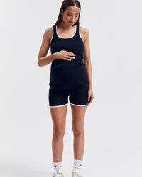 Maternity Ribbed Crop Tank (Navy) 1