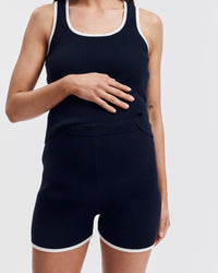 Maternity Ribbed Crop Tank (Navy) 3