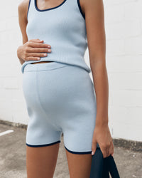 Maternity Ribbed Crop Tank (Powder) 1