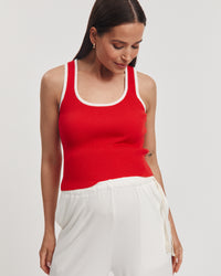 Maternity Ribbed Crop Tank (Red) 2