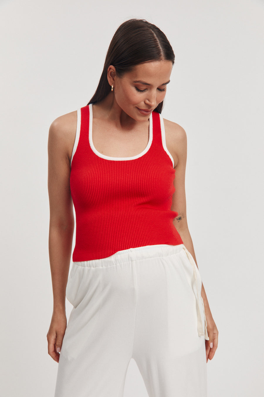 Maternity Ribbed Crop Tank (Red) 2