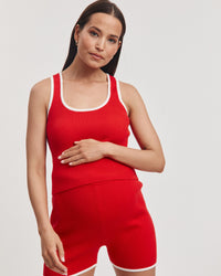 Maternity Ribbed Crop Tank (Red) 3