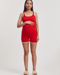 Maternity Ribbed Crop Tank (Red) 5