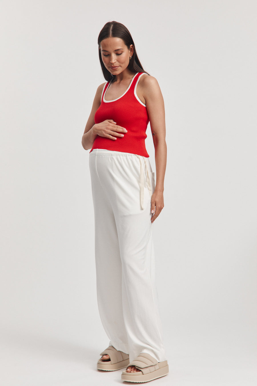 Maternity Ribbed Crop Tank (Red) 8