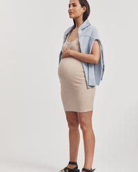 Maternity Ribbed Dress (Light Tan) 10