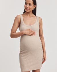 Maternity Ribbed Dress (Light Tan)