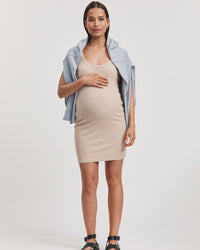 Maternity Ribbed Dress (Light Tan) 4