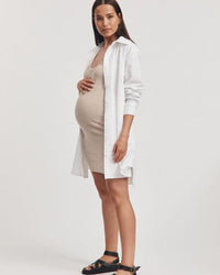 Maternity Ribbed Dress (Light Tan) 6