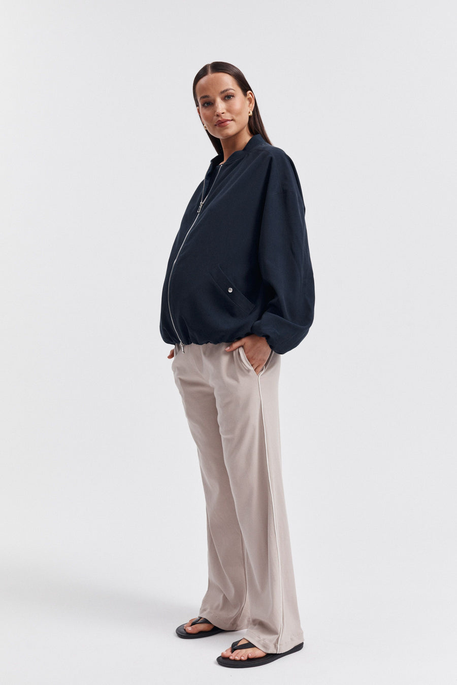 Maternity Ribbed Lounge Pant (Stone) 2