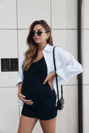 Maternity Ribbed Romper (Black) 3