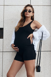 Maternity Ribbed Romper (Black) 8