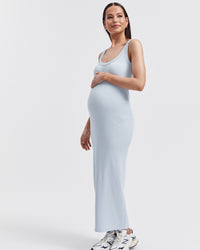 Maternity Ribbed Singlet Maxi Dress (Pale Blue) 1