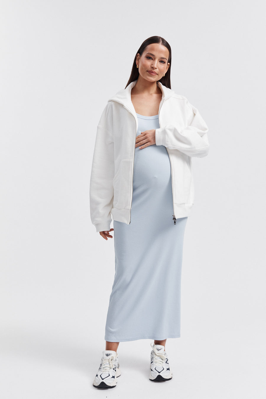 Maternity Ribbed Singlet Maxi Dress (Pale Blue) 2