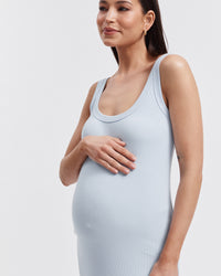 Maternity Ribbed Singlet Maxi Dress (Pale Blue) 3