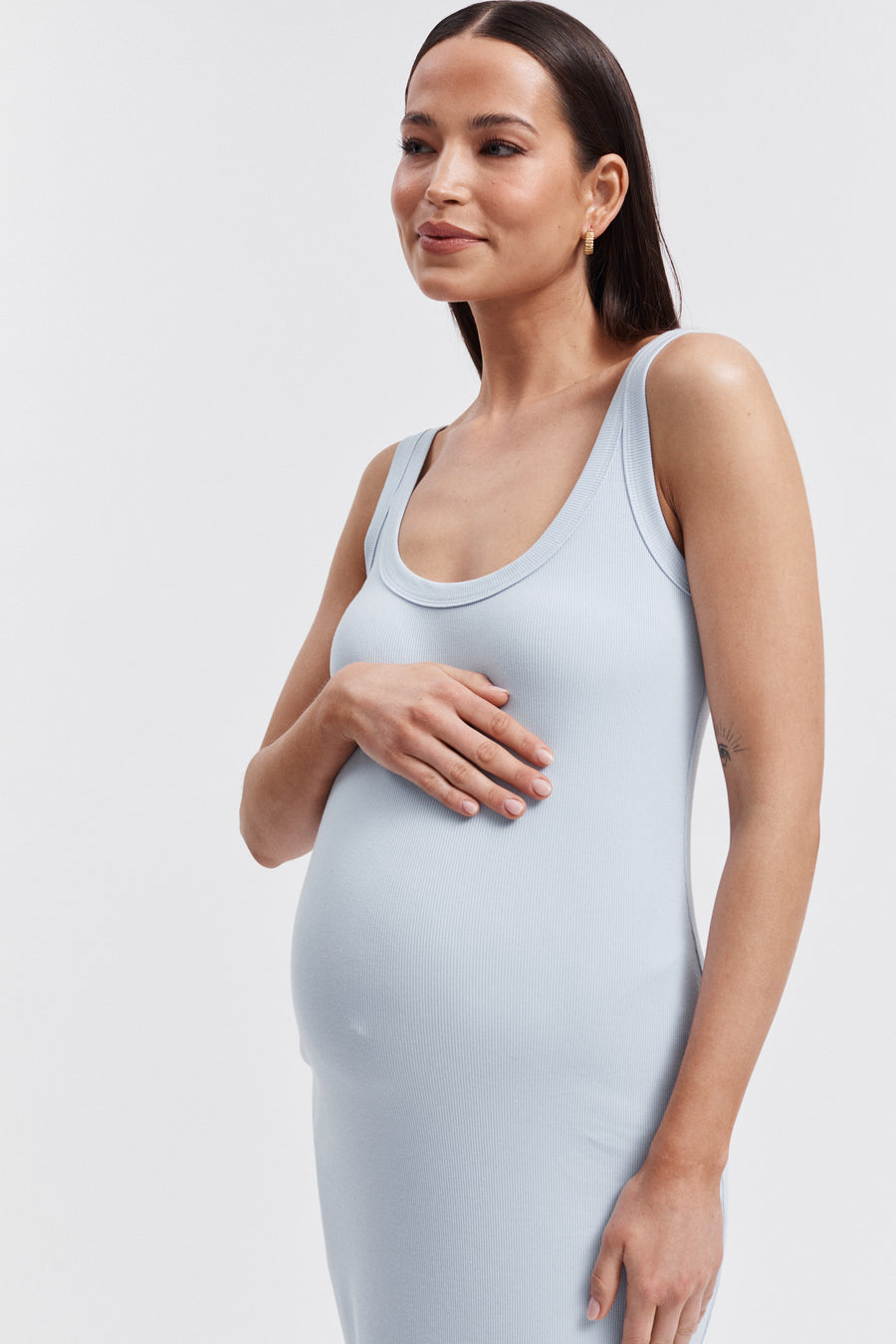 Maternity Ribbed Singlet Maxi Dress (Pale Blue) 3