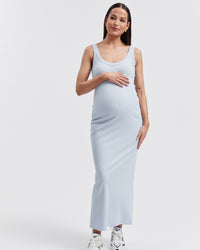 Maternity Ribbed Singlet Maxi Dress (Pale Blue) 4