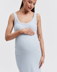Maternity Ribbed Singlet Maxi Dress (Pale Blue) 6
