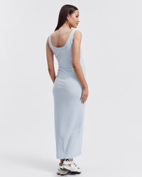 Maternity Ribbed Singlet Maxi Dress (Pale Blue) 8