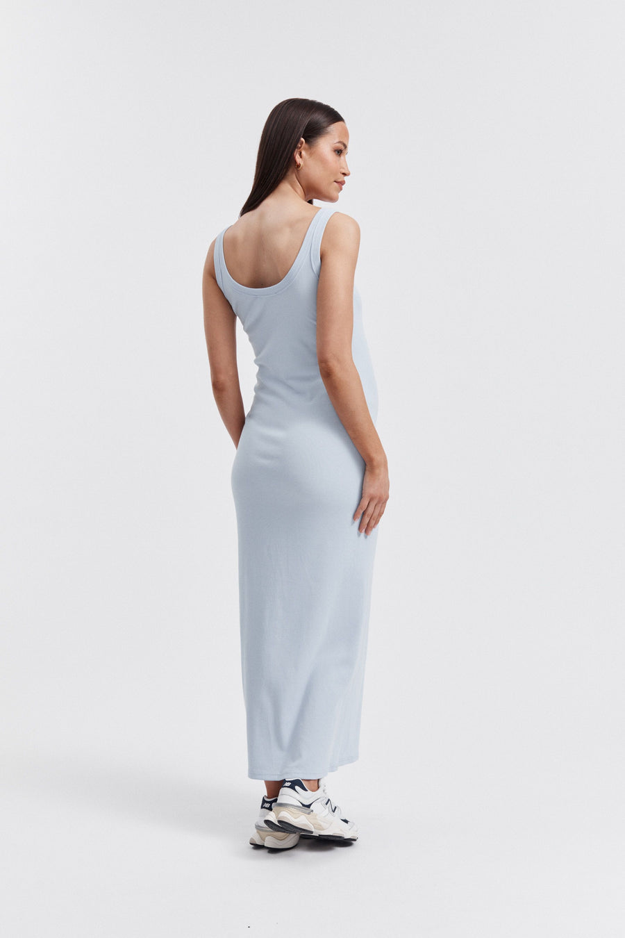 Maternity Ribbed Singlet Maxi Dress (Pale Blue) 8