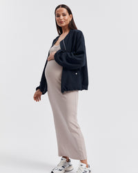 Maternity Ribbed Singlet Maxi Dress (Stone) 4