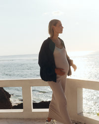 Maternity Ribbed Singlet Maxi Dress (Stone) 5