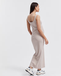 Maternity Ribbed Singlet Maxi Dress (Stone) 9