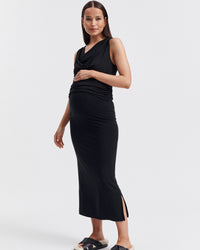 Maternity Ruched Fluid Jersey Top (Black) 2