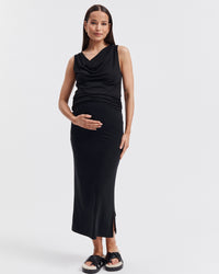 Maternity Ruched Fluid Jersey Top (Black) 4