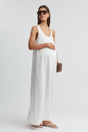 Maternity Satin Maxi Dress (Ivory) 1