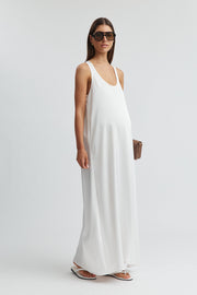 Maternity Satin Maxi Dress (Ivory) 3