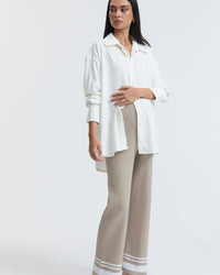 Maternity Satin Shirt (Oyster) 12