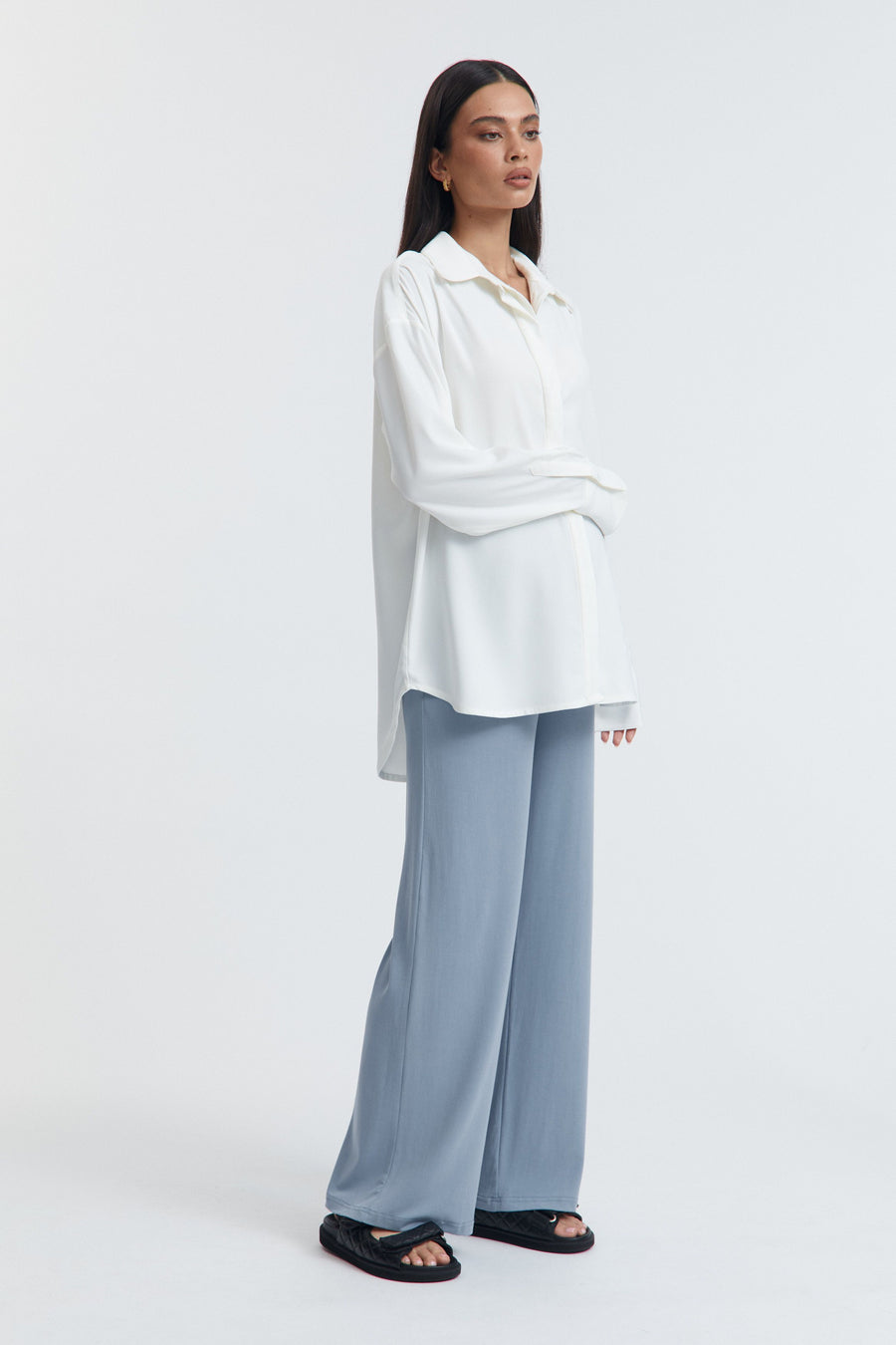 Maternity Satin Shirt (Oyster) 4