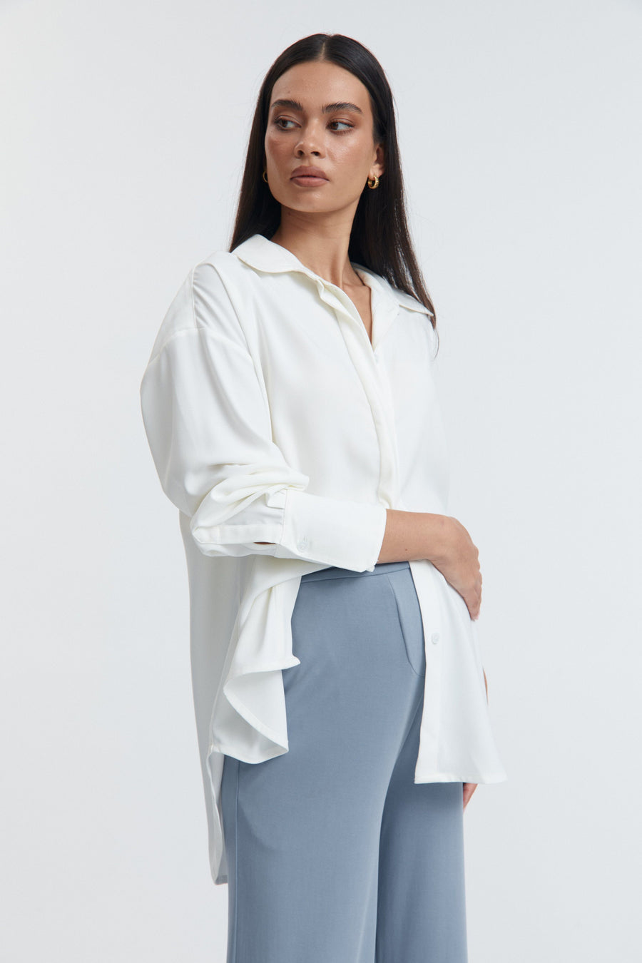 Maternity Satin Shirt (Oyster) 7