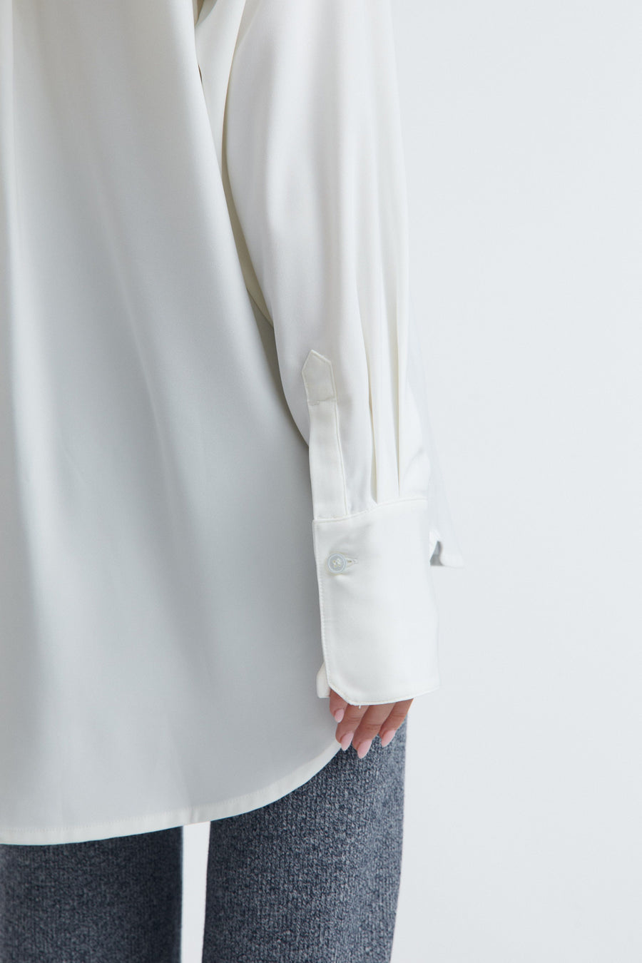 Maternity Satin Shirt (Oyster) 9