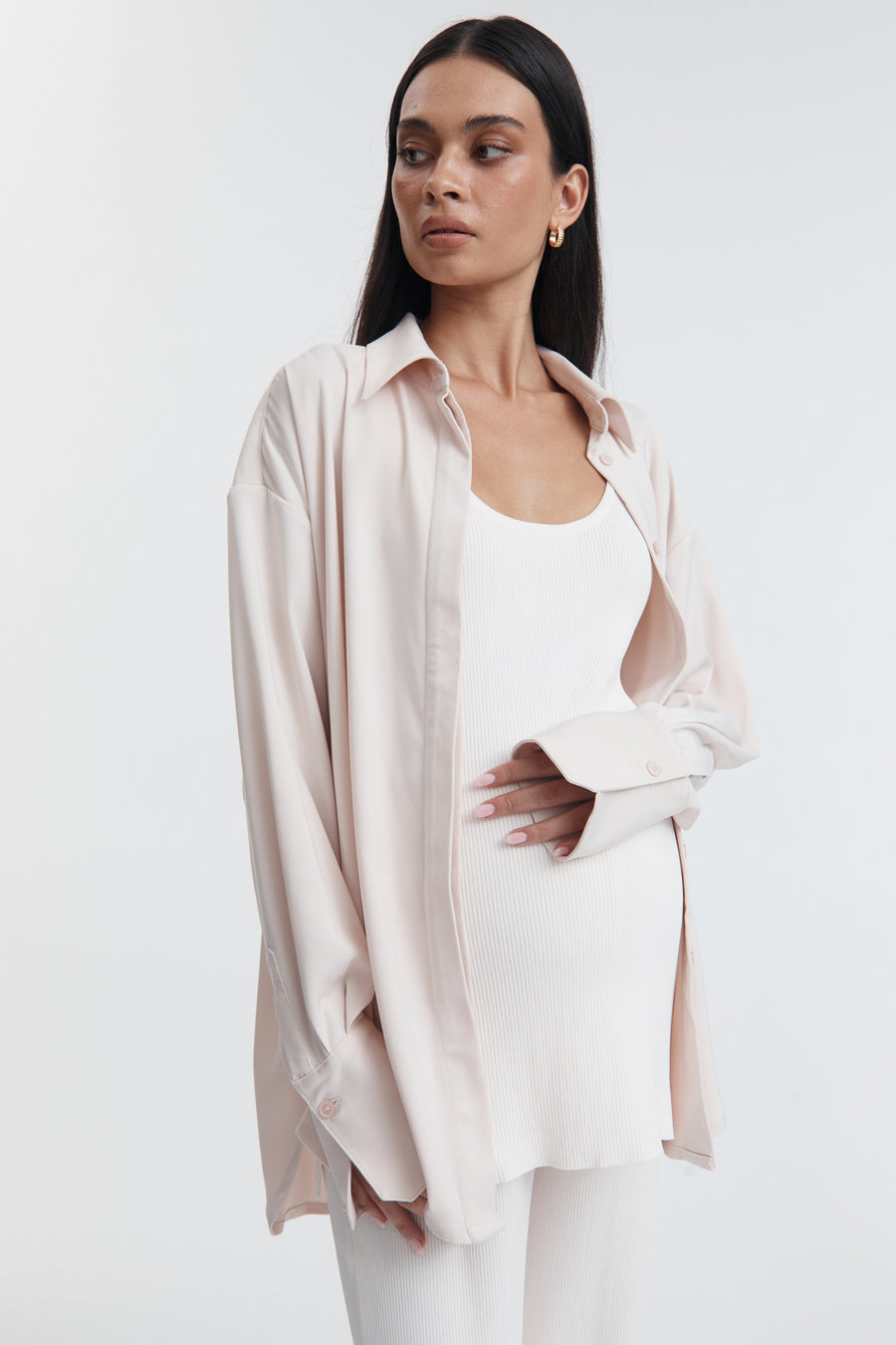Maternity Satin Shirt (Petal) 11