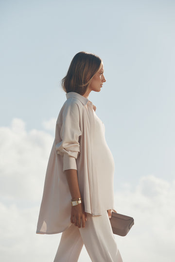 Maternity Satin Shirt (Petal) 1