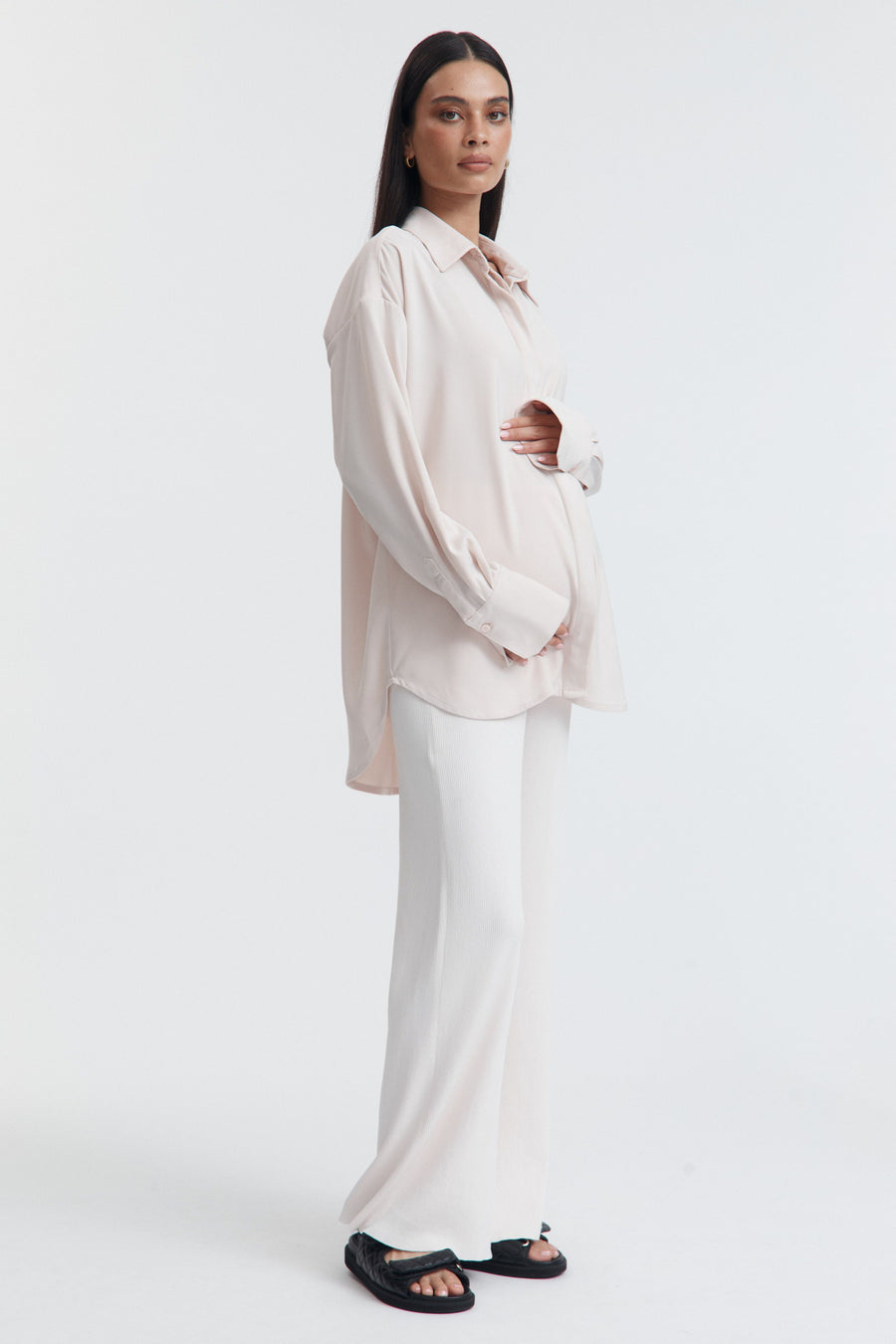 Maternity Satin Shirt (Petal) 7