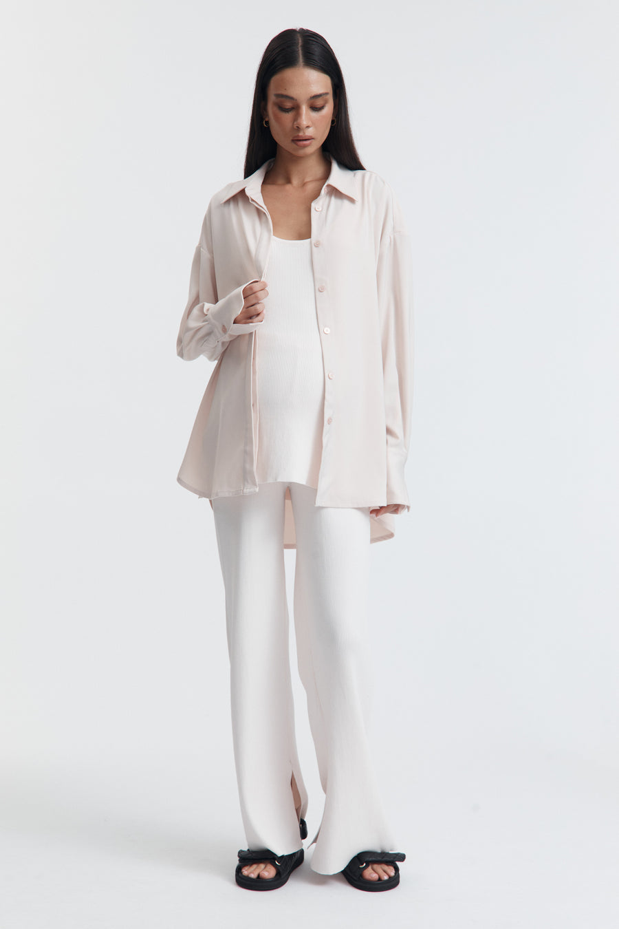 Maternity Satin Shirt (Petal) 9