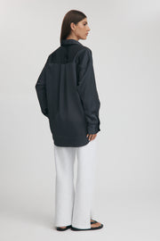 Maternity Satin Shirt (Slate) 5