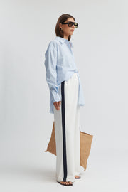 Maternity Side Panel Pant (Ivory/Navy) 1