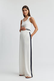 Maternity Side Panel Pant (Ivory/Navy) 2