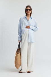 Maternity Side Panel Pant (Ivory/Navy) 3